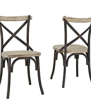 WE Furniture Industrial Farmhouse Wood And Metal X Back Kitchen Dining Chairs Set Of 2 Black 0 3 300x360