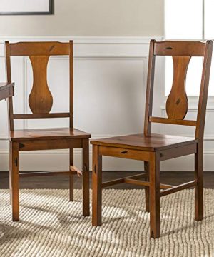 Walker Edison Rustic Farmhouse Wood Distressed Dining Room Chairs KitchenArmless Dining Chairs Kitchen Brown Oak Set Of 2 0 300x360