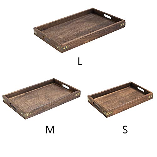 Wooden Serving Tray with Handles, Rustic Wood Decorative ...