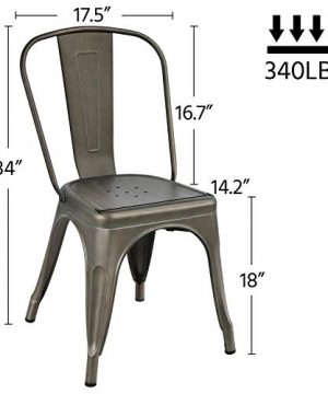 Yaheetech Metal Dining Chair IndoorOutdoor Stackable Classic Trattoria Chair Chic Dining Bistro Cafe Side Metal Chairs Patio Dining Chairs With Back Set Of 4 Metal 0 0 300x360