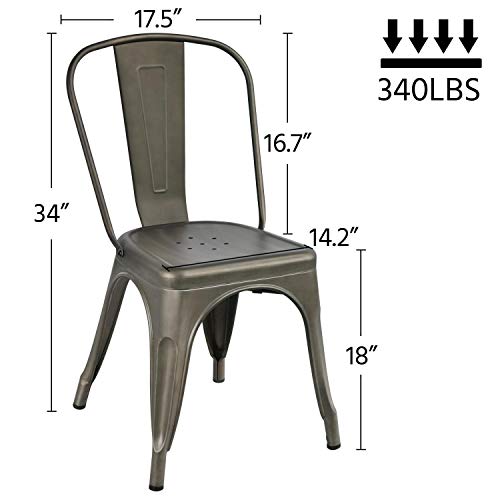 Yaheetech Metal Dining Chair IndoorOutdoor Stackable Classic Trattoria Chair Chic Dining Bistro Cafe Side Metal Chairs Patio Dining Chairs With Back Set Of 4 Metal 0 0