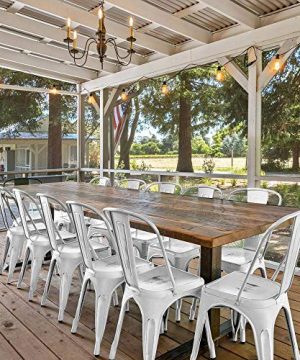 Yaheetech Metal Kitchen Dining Chairs Indoor Outdoor Distressed Style Stackable Side Coffee Chairs In Distressed White Set Of 4 0 5 300x360