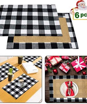 Yodofol Set Of 6 Buffalo Check Placemats Christmas Classic Cotton Burlap Black And White Plaid Washable Table Mats For Holiday Kitchen Dinner Table Decorations Black And White 0 300x360