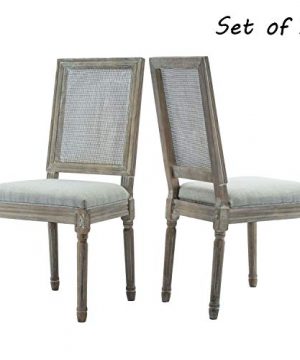 ZHENGHAO French Country Rectangle Cane Back Dining Chairs Set Of 2 Farmhouse Retro Kitchen Chairs Distressed Wood ChairsSoft Gray 0 300x360