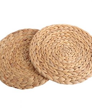 Kilofly Natural Water Hyacinth Weave Placemat Round Braided Rattan Tablemats 118 Inch X 2pc 0 300x360