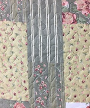 ALL FOR YOU 2 Piece Reversible BedspreadCoverletQuilt Set Beige Pink Burgundy And Gray Green Prints Twin 0 0 300x360