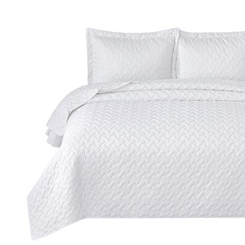 Bedsure Summer Quilt Set King Size White - Lightweight Bedspread 