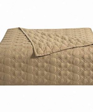 Bourina Reversible 3 Piece Full Quilt Set Microfiber Lightweight Comforter Oversized Bedspread Full Coverlet Set Gold 0 0 300x360