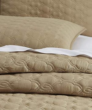 Bourina Reversible 3 Piece Full Quilt Set Microfiber Lightweight Comforter Oversized Bedspread Full Coverlet Set Gold 0 2 300x360