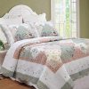 Cozy Line Home Fashions Floral Real Patchwork Tiffany Green Peach Scalloped Edge Country 100 Cotton Quilt Bedding Set Reversible Coverlet Bedspread For Women Celia Twin 2 Piece 0 100x100