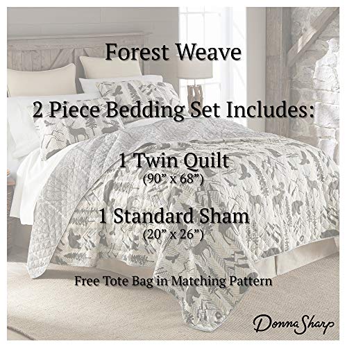 Donna Sharp Twin Bedding Set 2 Piece Forest Weave Lodge Quilt Set With Twin Quilt And One Standard Pillow Sham Machine Washable 0 0