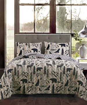 Donna Sharp Twin Bedding Set 2 Piece Forest Weave Lodge Quilt Set With Twin Quilt And One Standard Pillow Sham Machine Washable 0 1 300x360