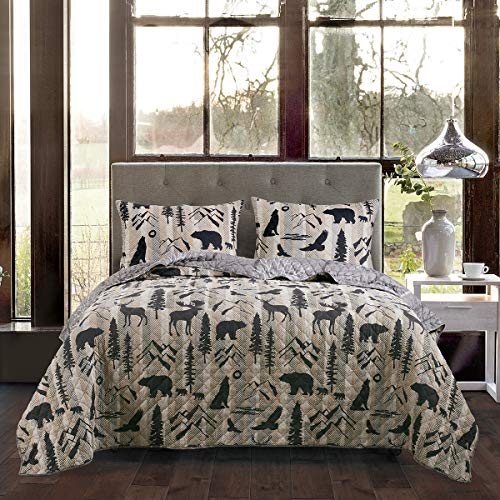 Donna Sharp Twin Bedding Set 2 Piece Forest Weave Lodge Quilt Set With Twin Quilt And One Standard Pillow Sham Machine Washable 0 1