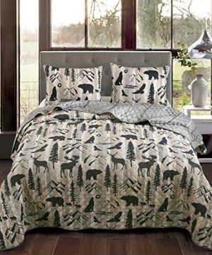 Donna Sharp Twin Bedding Set 2 Piece Forest Weave Lodge Quilt Set With Twin Quilt And One Standard Pillow Sham Machine Washable 0 2 300x360