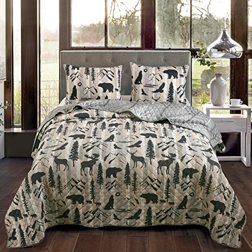 Donna Sharp Twin Bedding Set 2 Piece Forest Weave Lodge Quilt Set With Twin Quilt And One Standard Pillow Sham Machine Washable 0 2