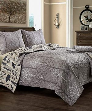 Donna Sharp Twin Bedding Set 2 Piece Forest Weave Lodge Quilt Set With Twin Quilt And One Standard Pillow Sham Machine Washable 0 3 300x360