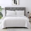 EXQ Home Quilt Set Full Queen Size White 3 PieceLightweight Microfiber Coverlet Modern Style Squares Pattern Bedspread Set 0 100x100