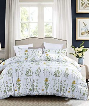 GETIANN Floral Duvet Cover Set 3 Pieces Full Queen Comforter Cover Set Spring Plant Printed 1 Comforter Cover 90x90 2 Pillow Shams Ultra Soft Hypoallergenic Microfiber 0 300x360