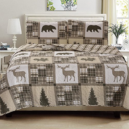 Lodge Bedspread King Size Quilt, King Size Lodge Bedding Sets