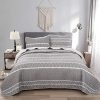 Grey Quilt Set King Gray Striped And Triangle Pattern Printed Bedding Bedspread Soft Microfiber Quilt Set Coverlet For All Season 3 Pieces 1 Quilt 2 Pillowcases 90x103 Inches 0 100x100