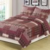 HowPlum FullQueen Quilt Red Plaid Patchwork Bedspread Bedding 3 Piece Set 0 100x100
