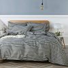 JELLYMONI 100 Natural Cotton 3pcs Striped Duvet Cover Sets Dark Grey Duvet Cover With White Stripes Pattern Printed Comforter Cover With Zipper Closure Corner TiesFull Size 0 100x100