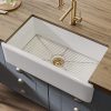 Kraus KFR1 33GWH Turino 33 Inch Fireclay Farmhouse Apron Reversible Single Bowl Kitchen Sink With Bottom Grid In White Color 0 100x100