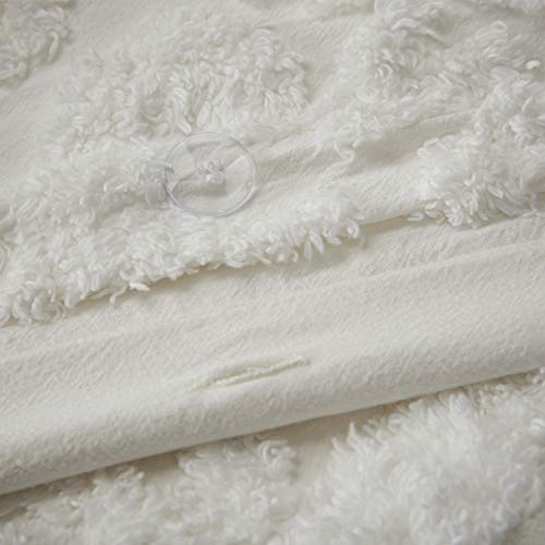 Madison Park Viola 3 Piece Tufted Cotton Chenille Duvet Cover Set FullQueen90x90 Damask White 0 2
