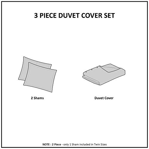 Madison Park Viola 3 Piece Tufted Cotton Chenille Duvet Cover Set FullQueen90x90 Damask White 0 3