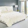 Marina Decoration Embroidered Coverlet Bedspread Ultra Soft 3 Piece Summer Quilt Set With 2 Quilted Shams Cream Color FullQueen Size 0 100x100