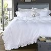 Queens House Duvet Cover Set Washed Cotton White Ruffled Duvet Quilt Cover With Zipper Bedding Set Full Size Shabby RuffleWhite 0 100x100