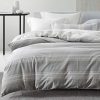 SLEEPBELLA Striped Duvet Cover Twin Size 100 Cotton Light Gray Printed On White Stripes Reversible Soft Breathable Durable Bedding Set 0 100x100