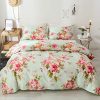 Style Bedding Duvet Cover Queen 100 Cotton Comfy Floral Flower Printed Reversible Pintuck Comforter Cover And Shams 3 Pcs Set With Hidden Zipper And Corner Ties Full Size 90 X 80 In 0 100x100