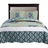 Tache Blue Damask Quilt Bedspread Ivy 2 Piece Lightweight Floral Reversible Patchwork Quilted Coverlet Set Twin 0 100x100