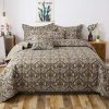 Tache Home Fashion Bohemian Spades Quilted Coverlet Bedspread Set Bright Vibrant Multi Colorful Olive Green Floral Print Reversible Quilt Twin 0 100x100