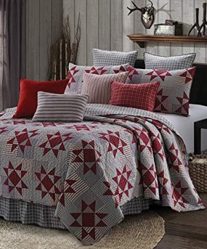 Virah Bella Collection Phyllis Dobbs Carolina Red Polyester King Quilt Bedding Set With 2 King Shams 0 300x360