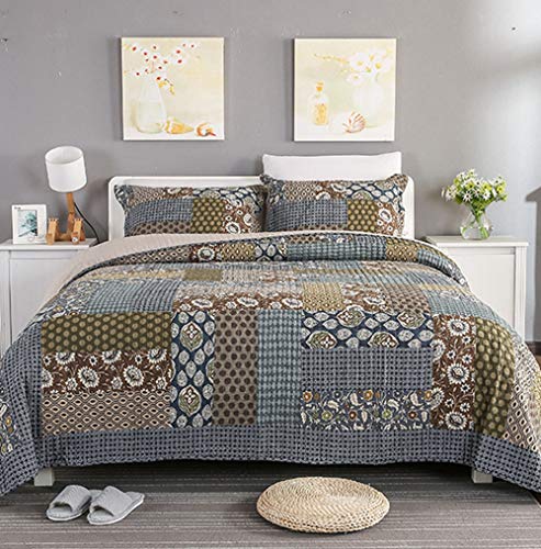 Yayiday Cotton Patchwork Bedspread, King Bed Coverlet