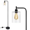 Black LED Floor Lamp Acaxin Standing Lamp With Hanging Glass Lamp Shade Industrial Light With Halogen Bulb For Living Room Bedroom 0 100x100