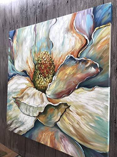 Diathou 30x30inch 100 Hand Painted Color Magnolia Art Painting Modern Abstract Frame Flower Wall Living Room Bedroom Bathroom Home Decoration Farmhouse Goals - Magnolia Wall Decor Painting