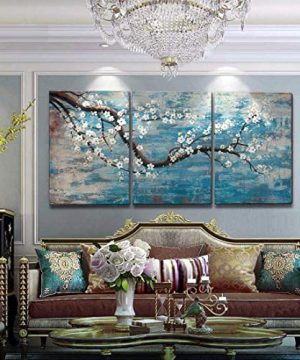 Extra Large Wall Art For Living Room 100 Hand Painted Framed Decorative Floral Oil Painting Set Decorative Modern Blue Tree Artwork Ready To Hang 72x36 0 300x360