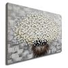 Hand Painted Modern Textured White Flower Oil Painting On Canvas Abstract Floral Artwork 0 100x100