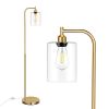 Industrial Floor Lamp With Hanging Glass Shade Brass Gold Farmhouse Indoor Pole Light With Edison E26 Base Vintage Rustic Standing Tall Lighting For Living Room Bedroom Office 0 100x100