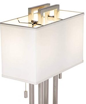 Floor Lamp Double Tier Brushed Nickel, Possini Euro Design Brushed Nickel Rectangle Table Lamp