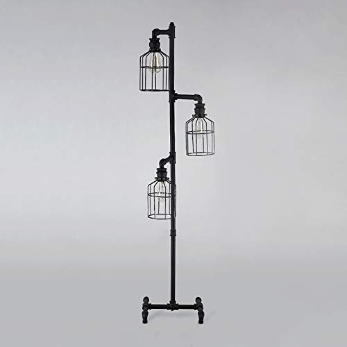 NIUYAO Industrial Style 60 High Track Tree Floor Lamp Iron Cage 3 Lights Pipe LED Floor Light Fixture Black 409434 0 1