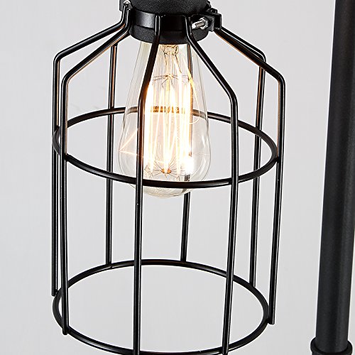 NIUYAO Industrial Style 60 High Track Tree Floor Lamp Iron Cage 3 Lights Pipe LED Floor Light Fixture Black 409434 0 3