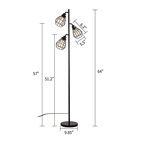 Stepeak Industrial Tree Floor Lamp3 Light Adjustable Pole Standing Lamp64 Inches Step On Switch Tall Reading Lamp For Living Room Bedroom Office 0 5