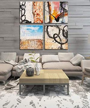 Yihui Arts Group Panel Blue Black Red Abstract Painting Canvas Wall Art Pictures For Bed Room 0 0 300x360