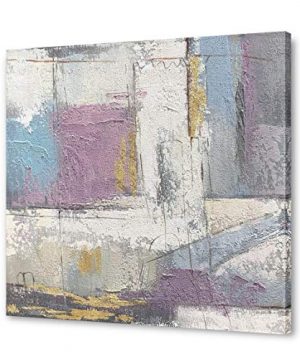 Yihui Arts Hand Painted Abstract Canvas Wall Art Modern Painting Grey Purple Canvas Picture Artwork With Gold Foil For Living Room Decoration 0 300x360