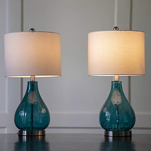 Decor Therapy Mp1054 Table Lamp, Blue Green Glass Table Lamps