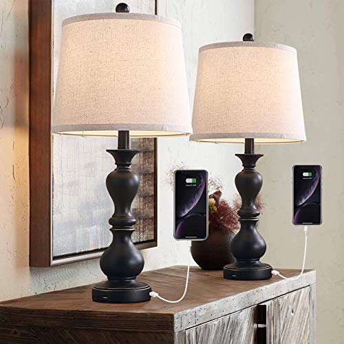 Farmhouse Table Lamp Set Of 2 26, Night Table Lamps With Usb Port